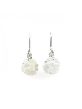 Chanel Earrings Camellia 18K White Gold #371401C24B
